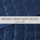 King Navy Stitched Velvet Quilt Set