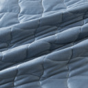 Queen Steel Blue Stitched Velvet Quilt Set
