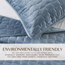 Queen Steel Blue Stitched Velvet Quilt Set