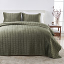 Queen Loden Stitched Velvet Quilt Set