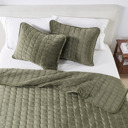 Queen Loden Stitched Velvet Quilt Set