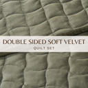 Queen Loden Stitched Velvet Quilt Set