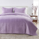 Queen Lavender Stitched Velvet Quilt Set