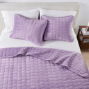 Queen Lavender Stitched Velvet Quilt Set