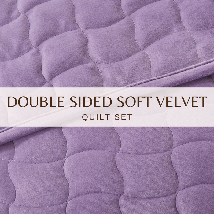 Stitched Velvet Quilt Set