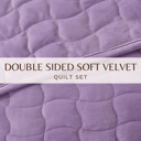 Queen Lavender Stitched Velvet Quilt Set