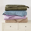 Queen Lavender Stitched Velvet Quilt Set