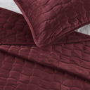 King Merlot Stitched Velvet Quilt Set