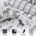 Twin Moose - Grey Moose Printed Lodge Quilt Set with Shams