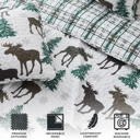 Twin Moose - Chocolate Moose Printed Lodge Quilt Set with Shams