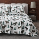 King Moose - Chocolate Moose Printed Lodge Quilt Set with Shams