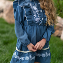  Blue Embroidered Dress