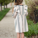  Cream Stripe Ruffle Dress