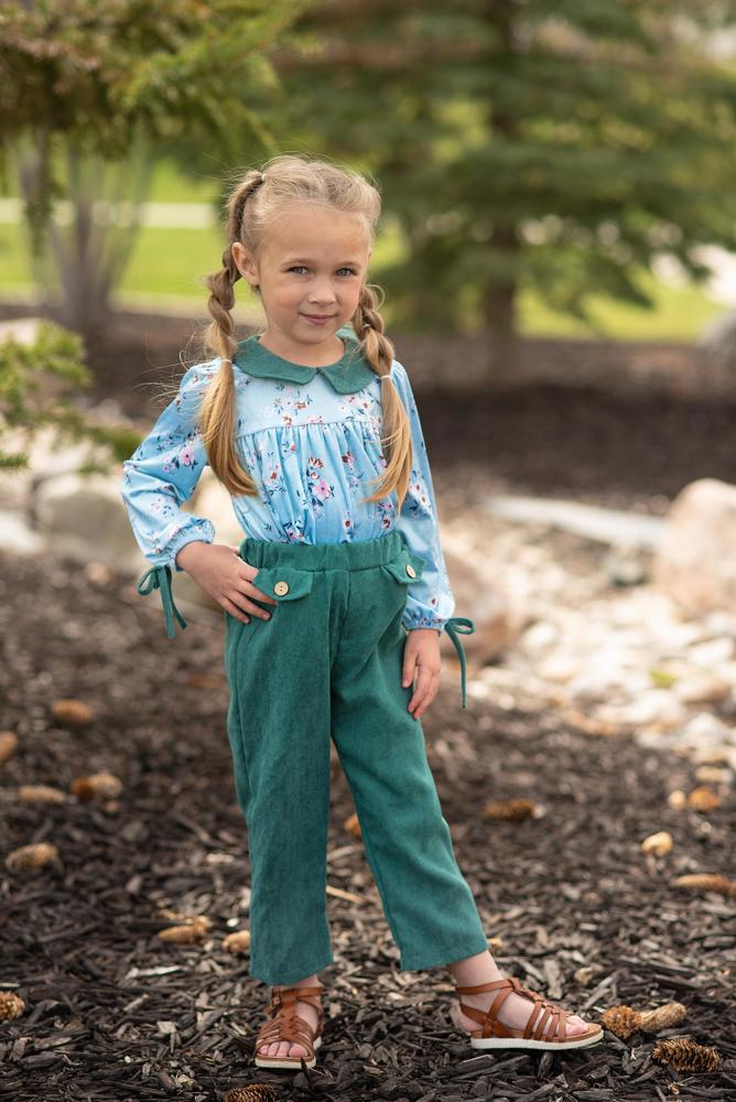 Teal Cord Pant Set