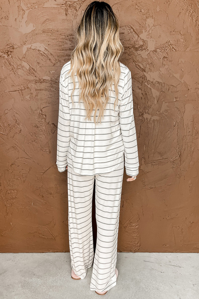 Striped Long Sleeve and Pants Pajamas Set