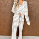  Striped Long Sleeve and Pants Pajamas Set