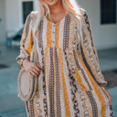  Boho Floral Long Sleeve Dress 