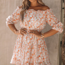 Large Off Shoulder Ruffled Floral Dress