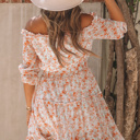  Off Shoulder Ruffled Floral Dress