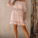  Off Shoulder Ruffled Floral Dress