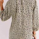  Frilled Neck 3/4 Sleeves Cheetah Blouse