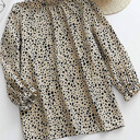  Frilled Neck 3/4 Sleeves Cheetah Blouse