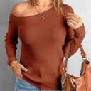  Brown Ribbed Knit Sweater