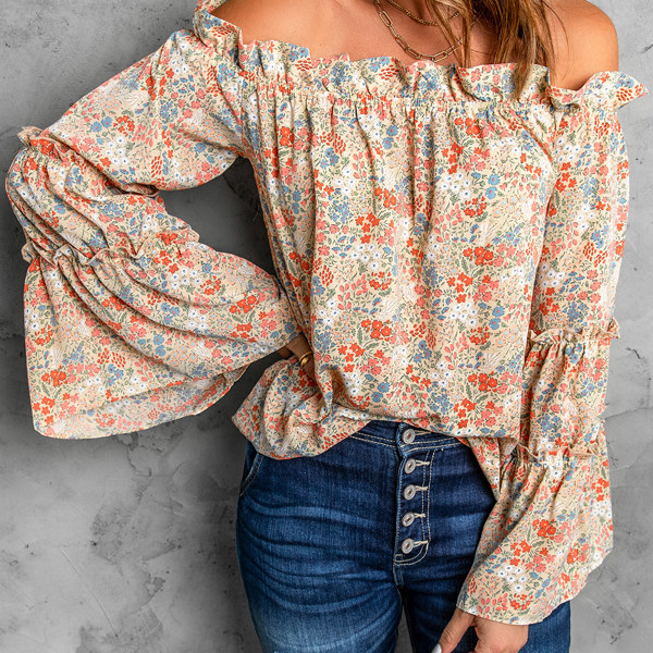 Floral Off Shoulder Bell Sleeve Blouse