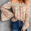  Floral Off Shoulder Bell Sleeve Blouse