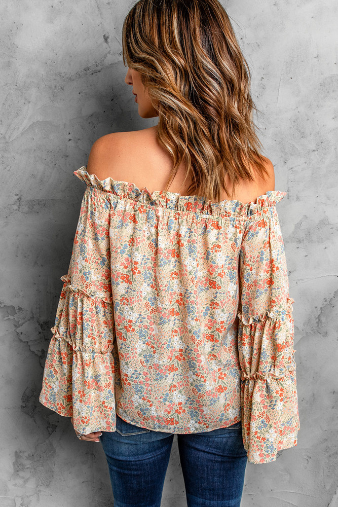 Floral Off Shoulder Bell Sleeve Blouse