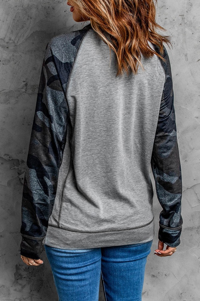 Camo Long Sleeve Raglan Top 