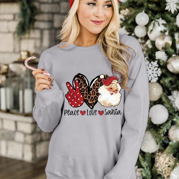 Santa Claus Leopard Print Graphic Sweatshirt