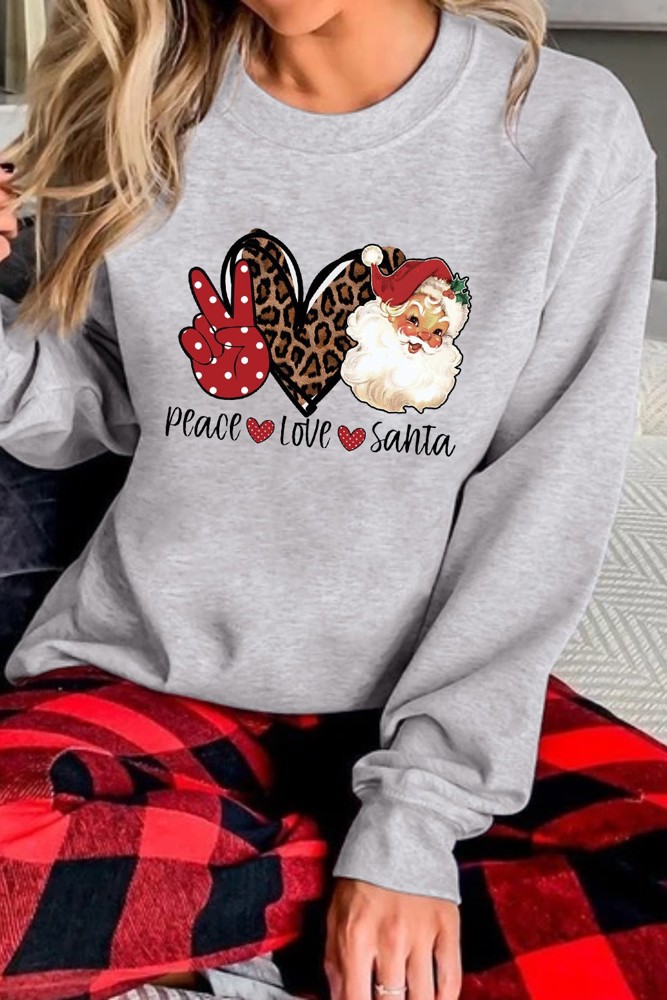 Santa Claus Leopard Print Graphic Sweatshirt