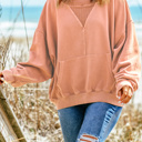  Drop Shoulder Sweatshirt with Kangaroo Pocket