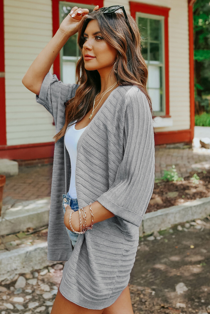  Ribbed Open Front Knit Cardigan | 4 Colors |