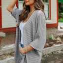 Medium Gray  Ribbed Open Front Knit Cardigan | 4 Colors |