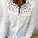  Hollow Out Embroidered Blouse