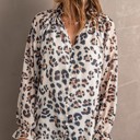  Leopard Ruffled Cuffs Blouse