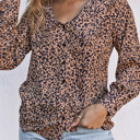  Leopard Buttoned Up Long Sleeve Blouse