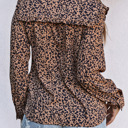  Leopard Buttoned Up Long Sleeve Blouse