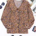  Leopard Buttoned Up Long Sleeve Blouse