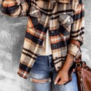  Geometric Plaid Print Pocketed Shacket