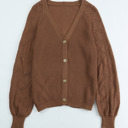  Knitted Buttoned V Neck Cardigan