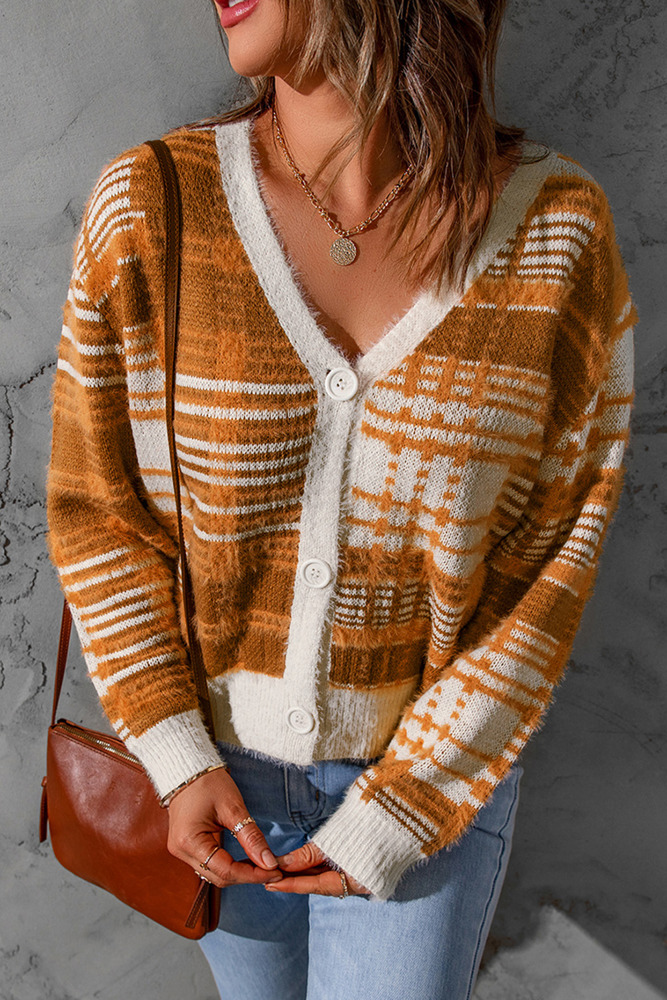 Boho V Neck Knitted Button up Cardigan