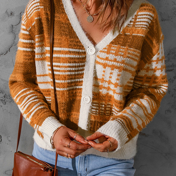 Boho V Neck Knitted Button up Cardigan