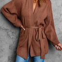  Ribbed Pocketed Open Front Cardigan | 2 Colors |