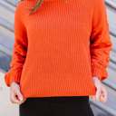 Medium Orange Balloon Sleeve Knit Sweater | 4 Colors |