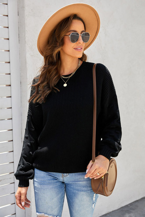 Balloon Sleeve Knit Sweater | 4 Colors |