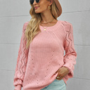 Large Pink Knitted Raglan Sleeve Sweater [ 2 Colors]