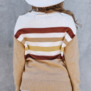  Crew Neck Striped Long Sleeve Sweater